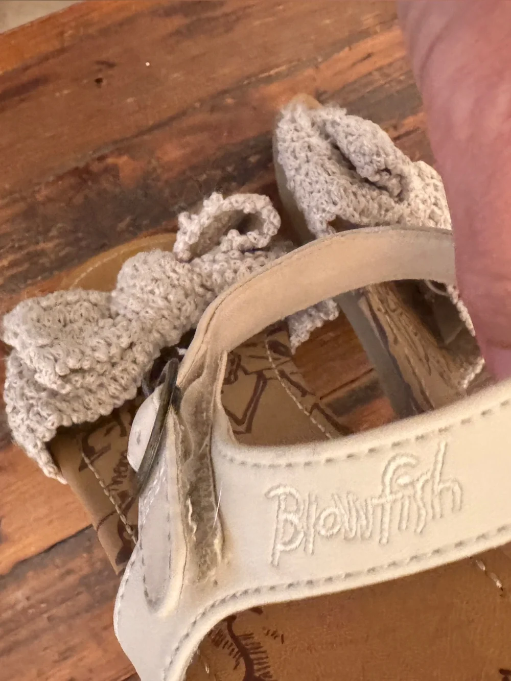 Blowfish Cream Crochet Bow Sandals